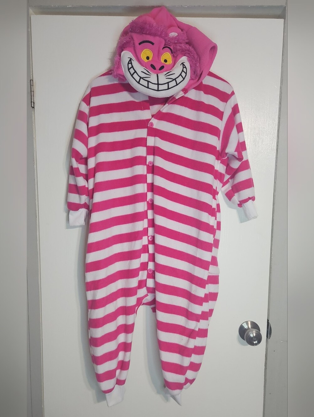 Kids Pink and White Striped One-Piece Pajamas